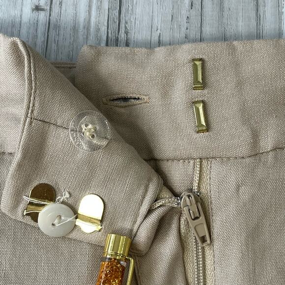 Calvin Klein Tan Khaki Wide Leg Casual Dress Work Pant Capri Size 10 - Picture 6 of 10